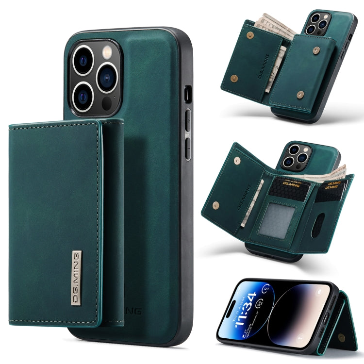 For iPhone 14 Pro DG.MING M1 Series 3-Fold Multi Card Wallet Leather Case(Green) - HoMEdemic™ 