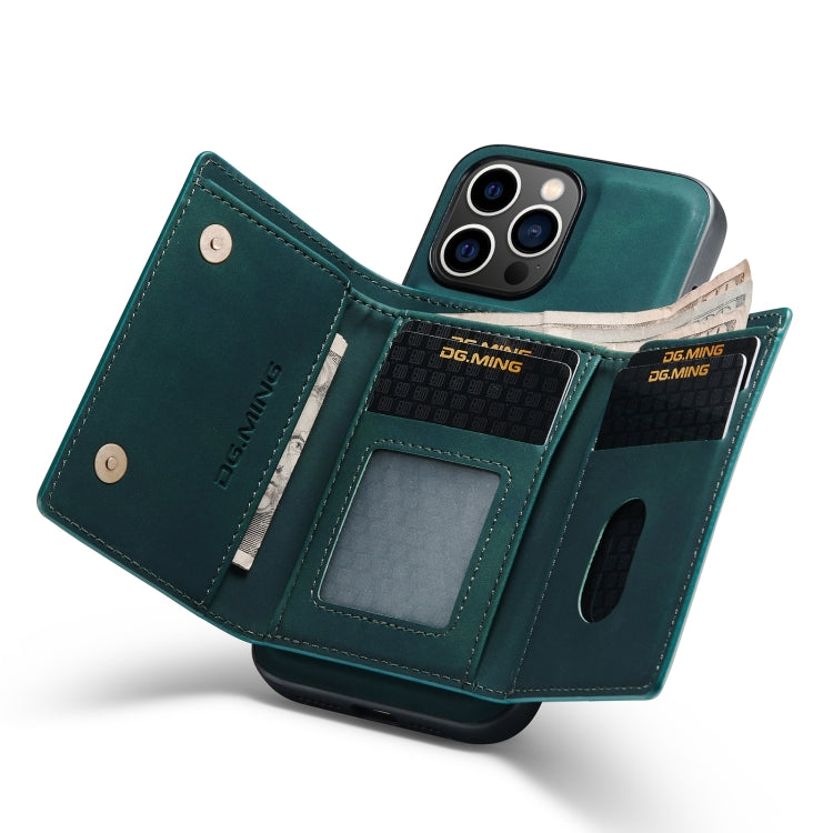 For iPhone 14 Pro DG.MING M1 Series 3-Fold Multi Card Wallet Leather Case(Green) - HoMEdemic™ 