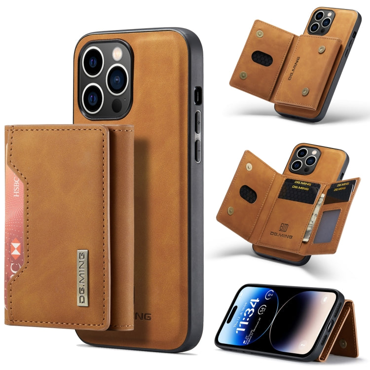 For iPhone 14 Pro DG.MING M2 Series 3-Fold Card Bag Leather Case(Brown) - HoMEdemic™ 