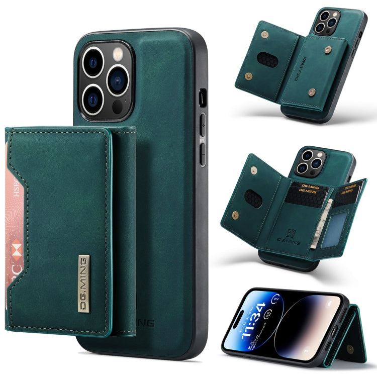 For iPhone 14 Pro DG.MING M2 Series 3-Fold Card Bag Leather Case(Green) - HoMEdemic™ 