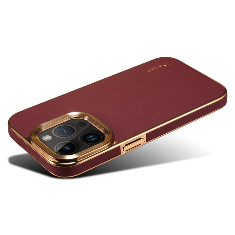 For iPhone 14 Pro Denior Cowhide Leather Plating Phone Case(Red) - HoMEdemic™ 