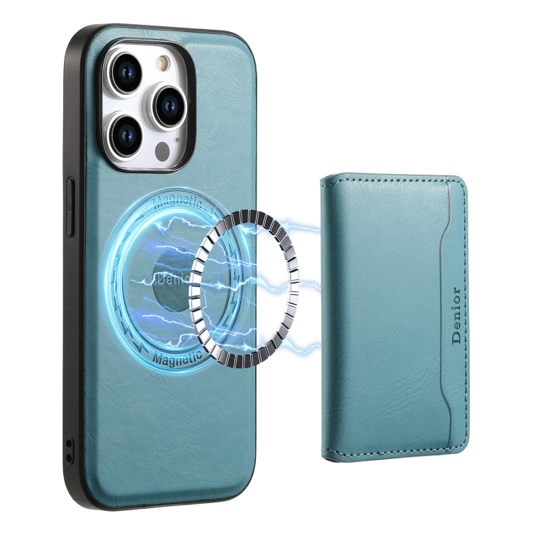 For iPhone 14 Pro Denior Cowhide Texture Leather MagSafe Detachable Wallet Phone Case(Blue) - HoMEdemic™ 
