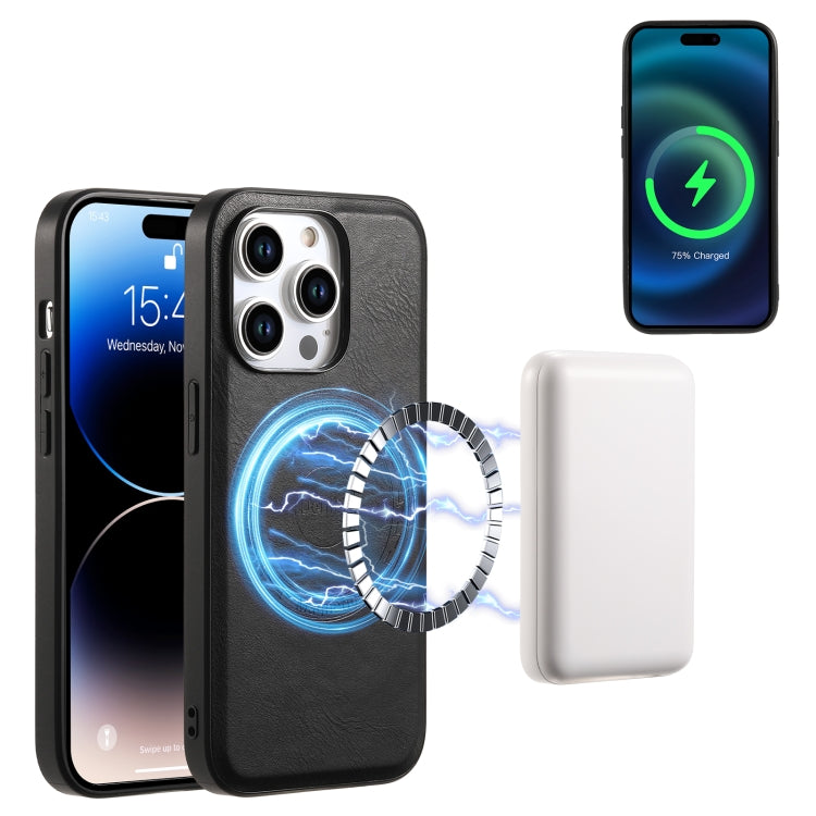 For iPhone 14 Pro Denior Cowhide Texture Leather MagSafe Phone Case(Black) - HoMEdemic™ 