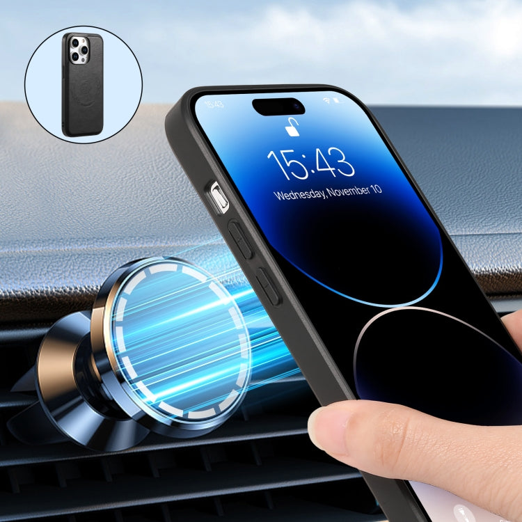 For iPhone 14 Pro Denior Cowhide Texture Leather MagSafe Phone Case(Black) - HoMEdemic™ 