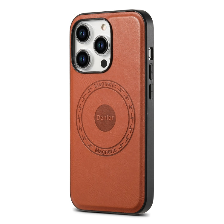 For iPhone 14 Pro Denior Cowhide Texture Leather MagSafe Phone Case(Brown) - HoMEdemic™ 