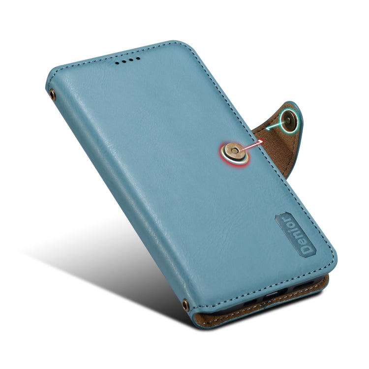 For iPhone 14 Pro Denior Cowhide Texture Wallet Style Leather Phone Case(Blue) - HoMEdemic™ 