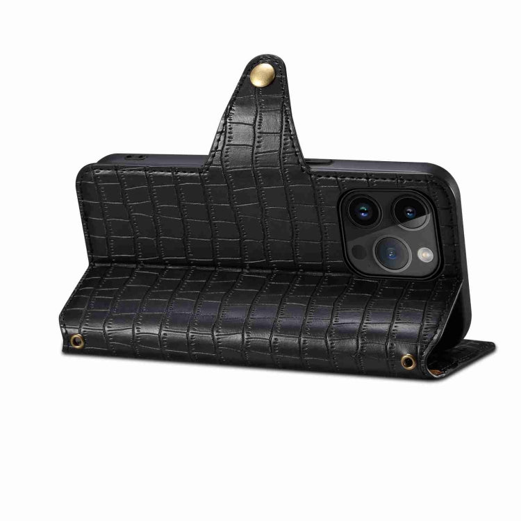 For iPhone 14 Pro Denior Crocodile Texture Oil Edge Leather Phone Case(Black) - HoMEdemic™ 