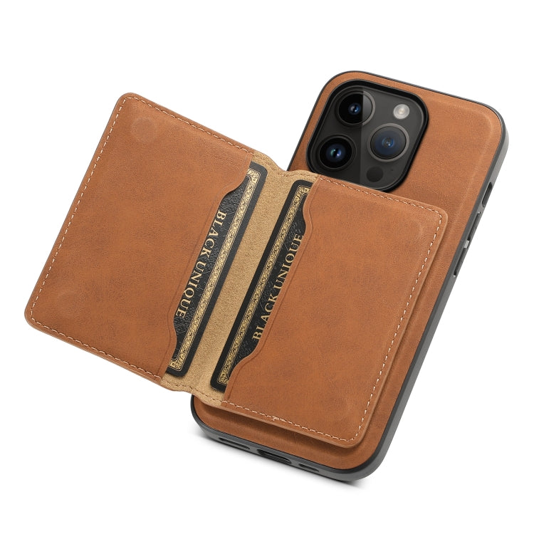For iPhone 14 Pro Denior D13 Retro Texture Leather MagSafe Card Bag Phone Case(Brown) - HoMEdemic™ 