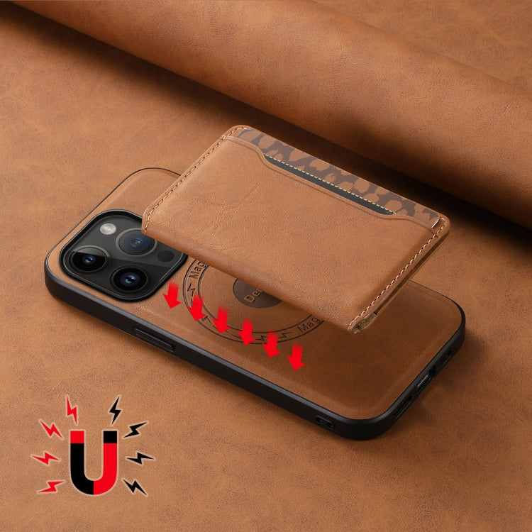 For iPhone 14 Pro Denior D13 Retro Texture Leather MagSafe Card Bag Phone Case(Brown) - HoMEdemic™ 