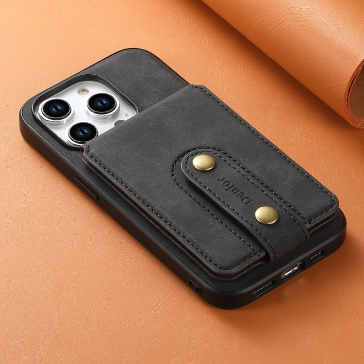 For iPhone 14 Pro Denior D14 NK Retro Pattern MagSafe Magnetic Card Holder Leather Phone Case(Black) - HoMEdemic™ 