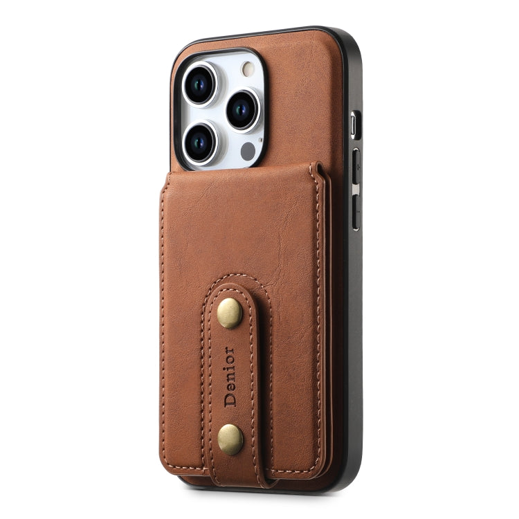For iPhone 14 Pro Denior D14 NK Retro Pattern MagSafe Magnetic Card Holder Leather Phone Case(Brown) - HoMEdemic™ 
