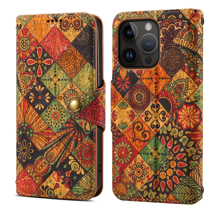 For iPhone 14 Pro Denior Flower Language Series Cork Fabric Oil Edge Leather Phone Case(Autumn) - HoMEdemic™ 