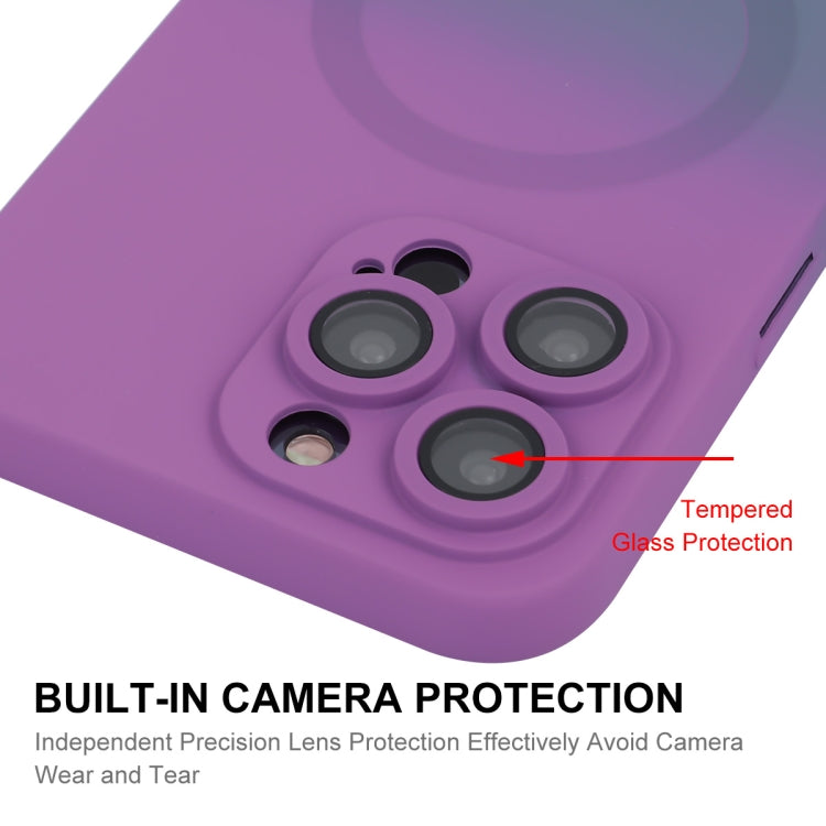 For iPhone 14 Pro ENKAY Hat-Prince MagSafe Rainbow Gradient Silicone Phone Case with Lens Film(Pink Rose) - HoMEdemic™ 