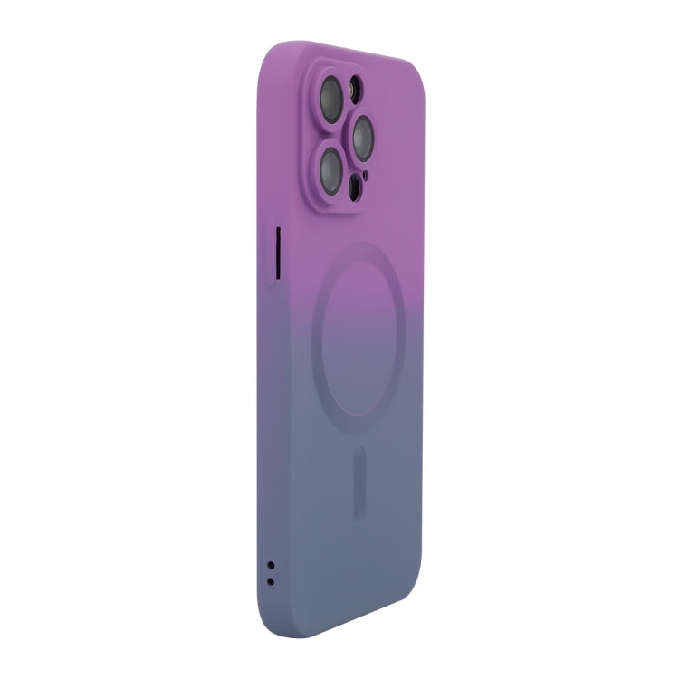 For iPhone 14 Pro ENKAY Hat-Prince MagSafe Rainbow Gradient Silicone Phone Case with Lens Film(Purple Blue) - HoMEdemic™ 