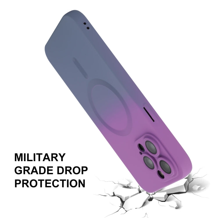 For iPhone 14 Pro ENKAY Hat-Prince MagSafe Rainbow Gradient Silicone Phone Case with Lens Film(Purple Blue) - HoMEdemic™ 
