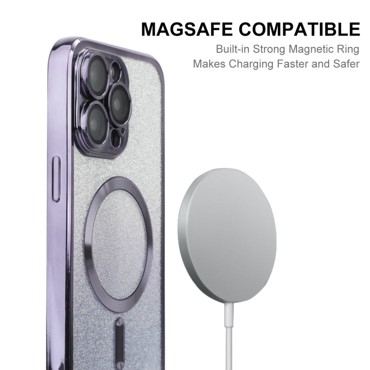 For iPhone 14 Pro ENKAY Hat-Prince Magnetic Glitter Plated Shockproof Phone Case with Lens Film(Purple) - HoMEdemic™ 