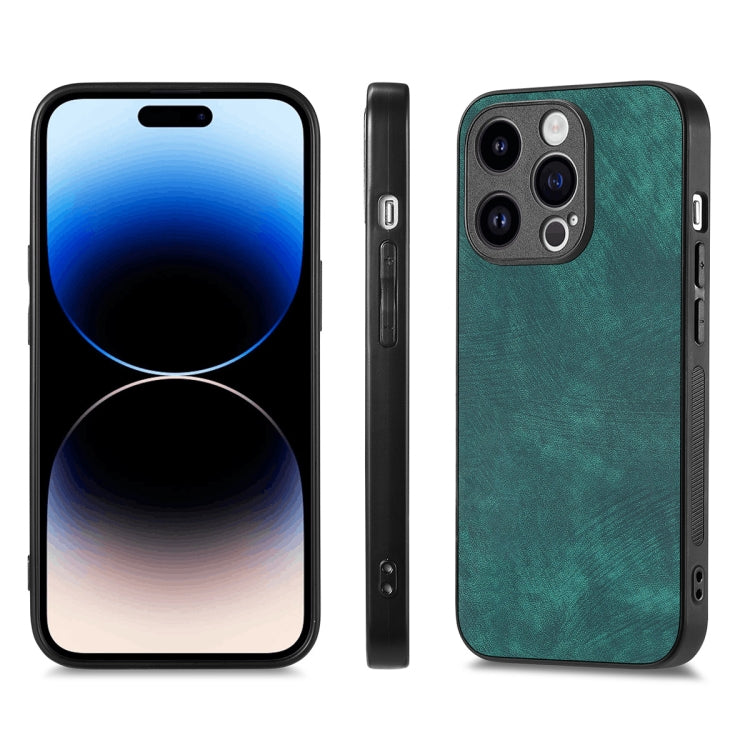 For iPhone 14 Pro ENKAY Retro Leather Skin PC Phone Case with High Aluminum-silicon Glass Film(Green) - HoMEdemic™ 