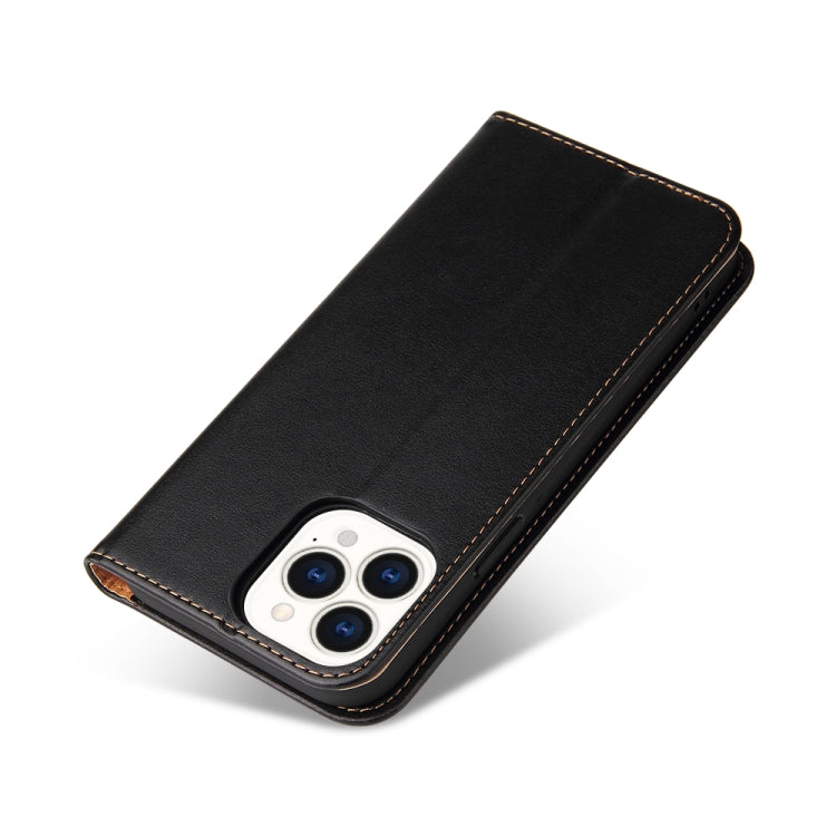 For iPhone 14 Pro Fierre Shann PU Genuine Leather Texture Leather Phone Case(Black) - HoMEdemic™ 