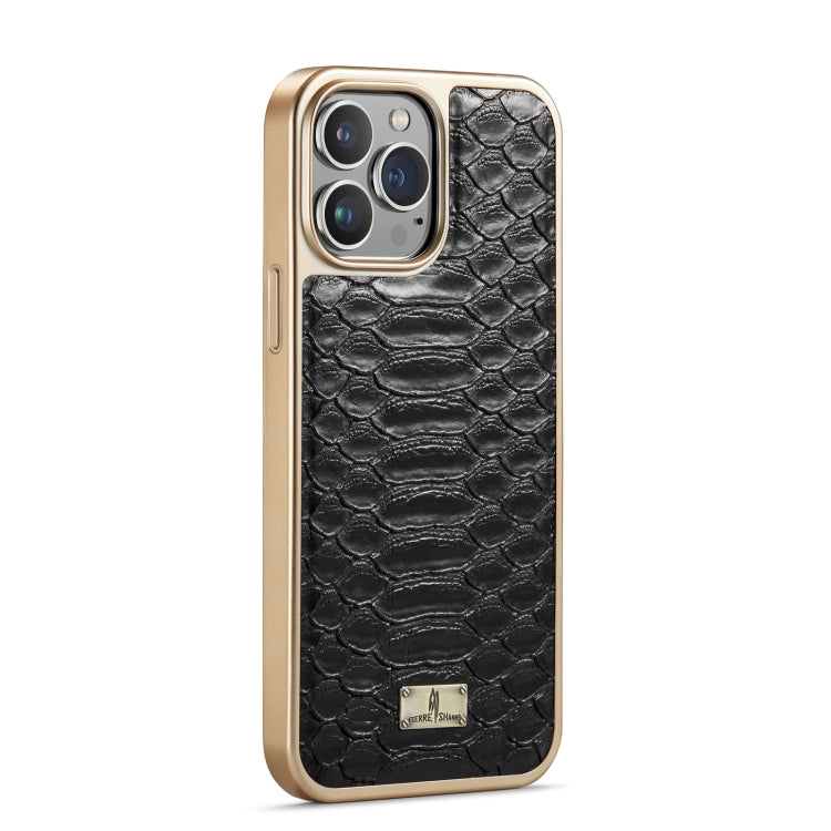 For iPhone 14 Pro Fierre Shann Python Texture Electroplating PU Phone Case(Black) - HoMEdemic™ 