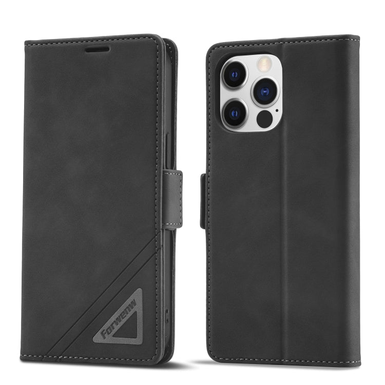 For iPhone 14 Pro Forwenw Dual-side Buckle Leather Phone Case(Black) - HoMEdemic™ 