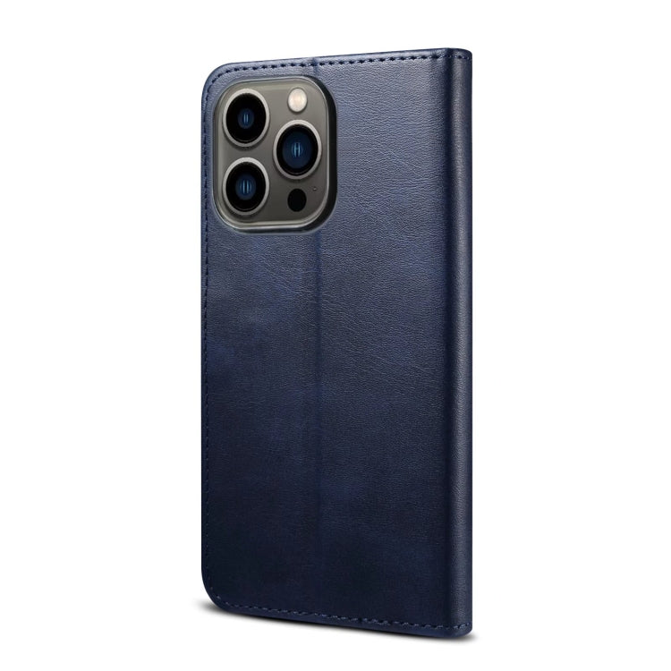 For iPhone 14 Pro GUSSIM Horizontal Flip Leather Phone Case(Blue) - HoMEdemic™ 