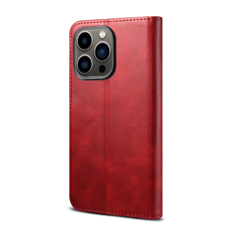 For iPhone 14 Pro GUSSIM Horizontal Flip Leather Phone Case(Red) - HoMEdemic™ 