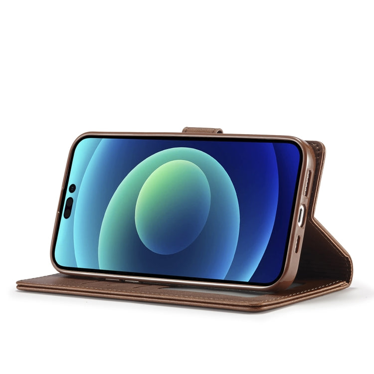 For iPhone 14 Pro LC.IMEEKE Calf Texture Horizontal Flip Leather Case(Brown) - HoMEdemic™ 