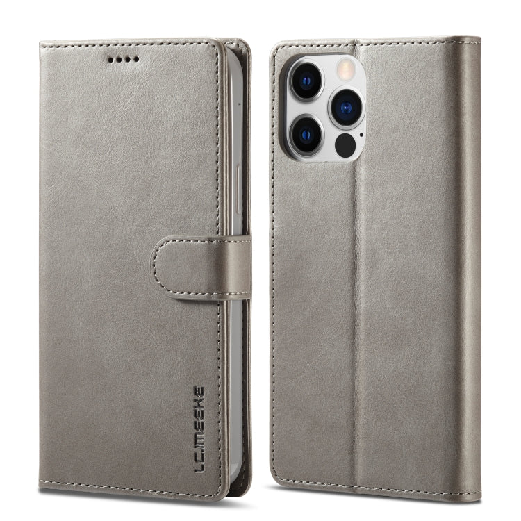For iPhone 14 Pro LC.IMEEKE Calf Texture Horizontal Flip Leather Case(Grey) - HoMEdemic™ 