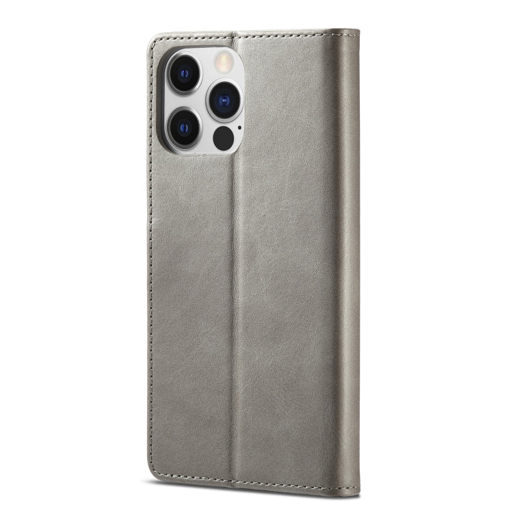 For iPhone 14 Pro LC.IMEEKE Calf Texture Horizontal Flip Leather Case(Grey) - HoMEdemic™ 