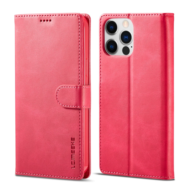 For iPhone 14 Pro LC.IMEEKE Calf Texture Horizontal Flip Leather Case(Red) - HoMEdemic™ 