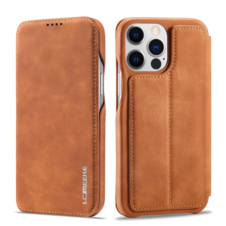For iPhone 14 Pro LC.IMEEKE Hon Ancient Series Flip Leather Phone Case(Brown) - HoMEdemic™ 