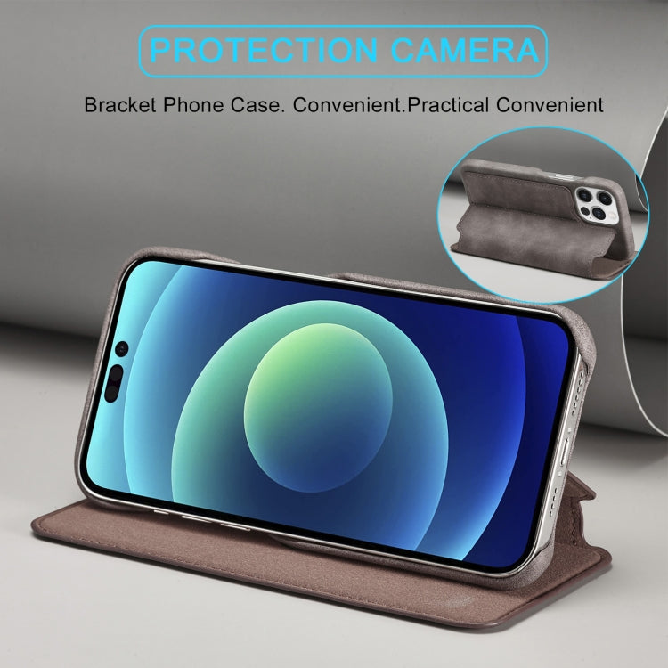 For iPhone 14 Pro LC.IMEEKE Hon Ancient Series Flip Leather Phone Case(Coffee) - HoMEdemic™ 