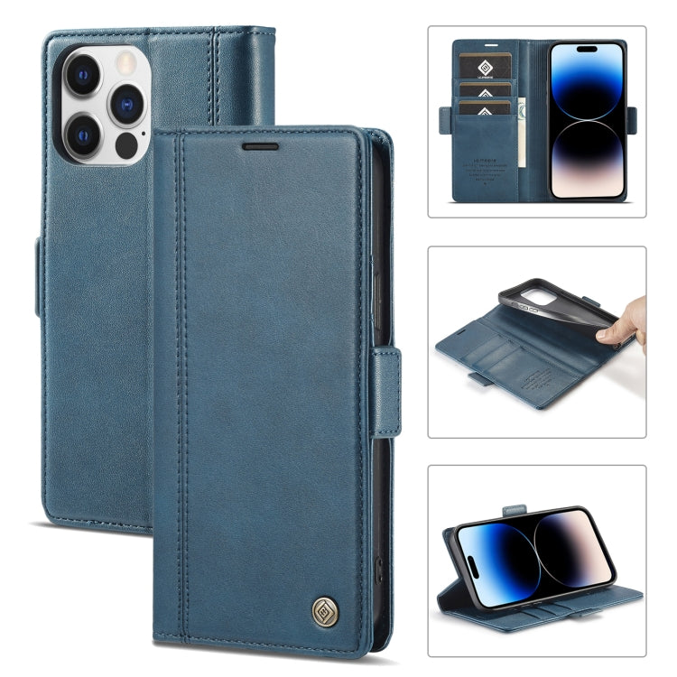 For iPhone 14 Pro LC.IMEEKE Magnetic Buckle Leather Phone Case(Blue) - HoMEdemic™ 