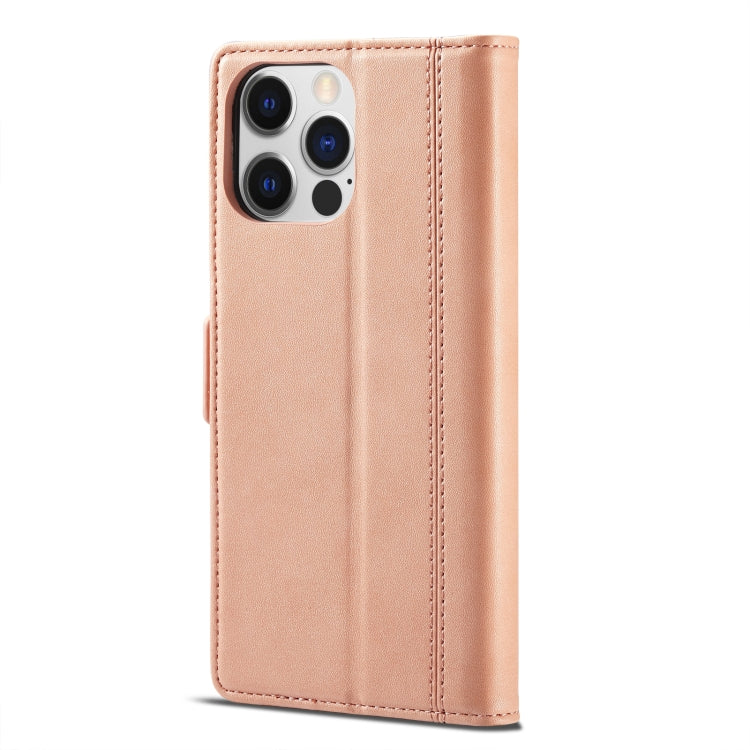 For iPhone 14 Pro LC.IMEEKE Magnetic Buckle Leather Phone Case(Rose Gold) - HoMEdemic™ 