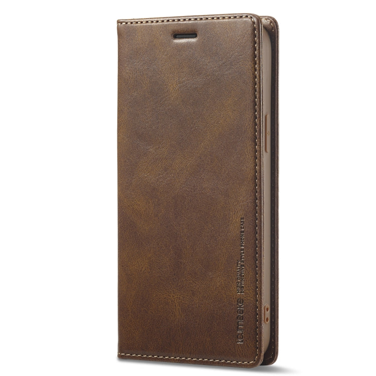 For iPhone 14 Pro LC.IMEEKE RFID Anti-theft Leather Phone Case(Brown) - HoMEdemic™ 