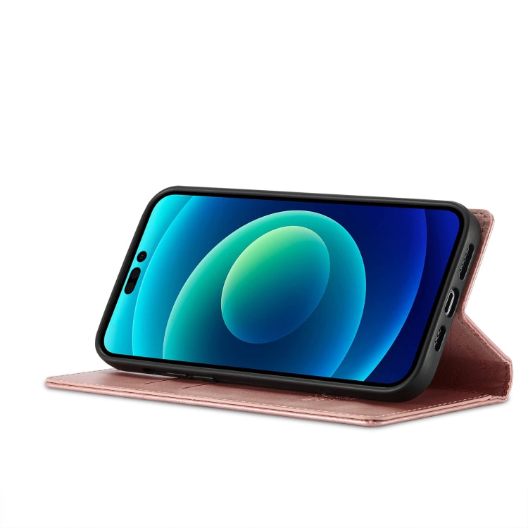 For iPhone 14 Pro LC.IMEEKE Strong Magnetic Leather Phone Case with Holder & Card Slots & Wallet(Rose Gold) - HoMEdemic™ 