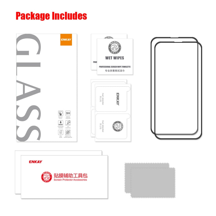 For iPhone 14 Pro Max 2pcs ENKAY Full Glue Tempered Glass Anti-fall Full Film - HoMEdemic™ 