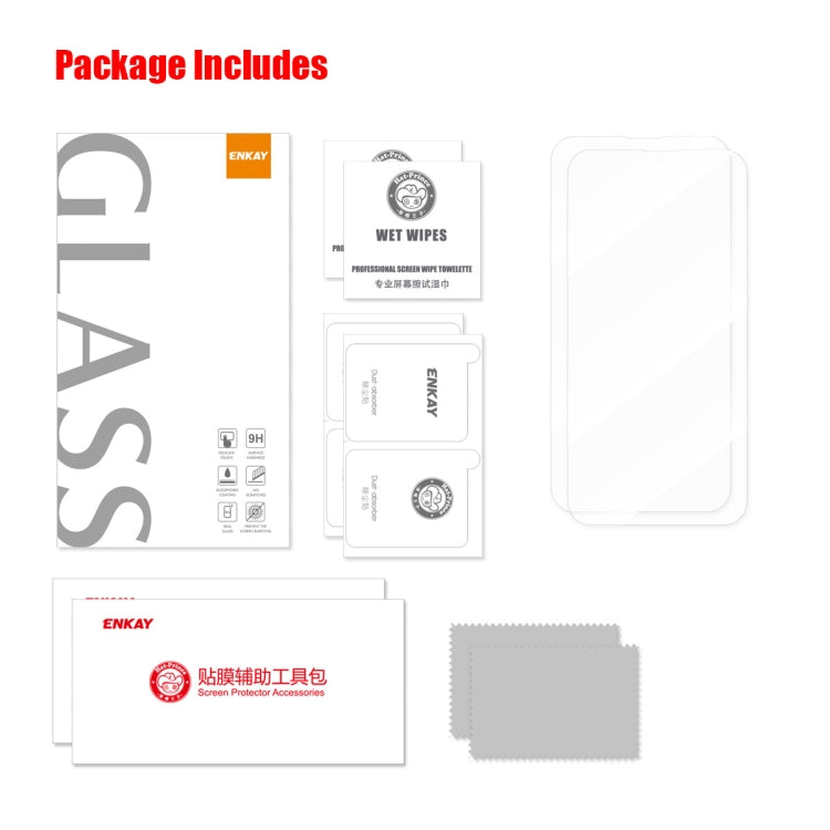 For iPhone 14 Pro Max 2pcs ENKAY Hat-Prince 0.1mm Ultrathin Anti-reflection Special Glass Film - HoMEdemic™ 
