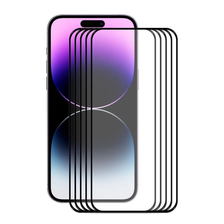 For iPhone 14 Pro Max 5pcs ENKAY Full Glue 0.26mm 9H 2.5D Tempered Glass Full Film - HoMEdemic™ 