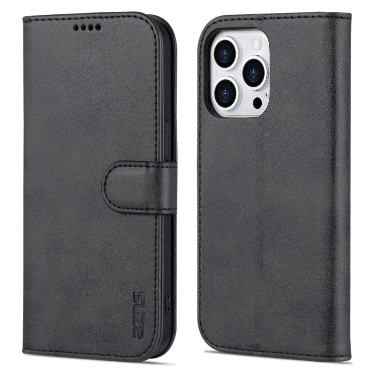For iPhone 14 Pro Max AZNS Skin Feel Calf Texture Horizontal Flip Leather Case (Black) - HoMEdemic™ 