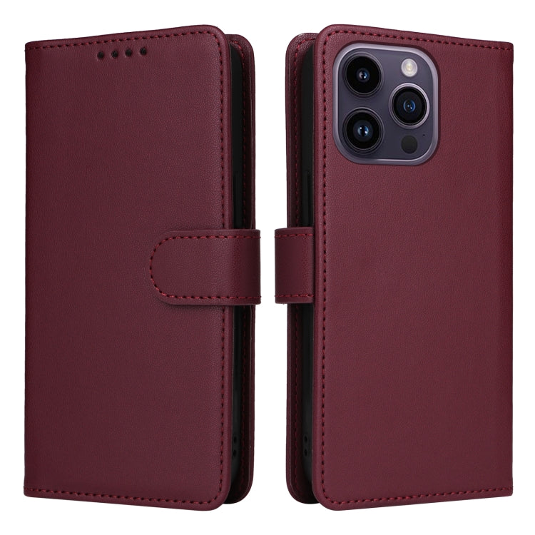 For iPhone 14 Pro Max BETOPNICE BN-005 2 in 1 Detachable Imitate Genuine Leather Phone Case(Wine Red) - HoMEdemic™ 