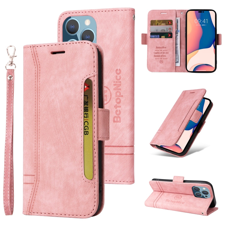 For iPhone 14 Pro Max BETOPNICE Dual-side Buckle Leather Phone Case(Pink) - HoMEdemic™ 