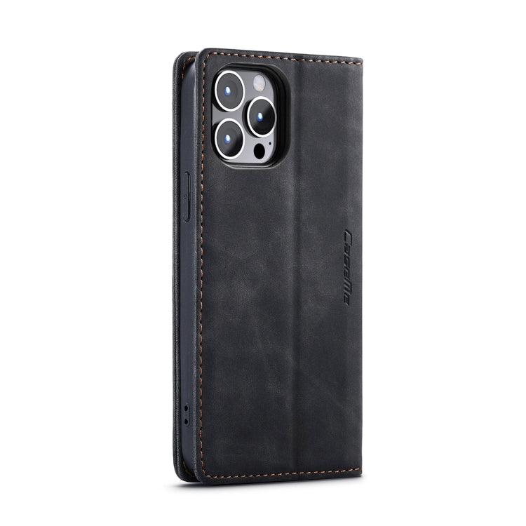 For iPhone 14 Pro Max CaseMe-013 Multifunctional Retro Frosted Leather Phone Case (Black) - HoMEdemic™ 