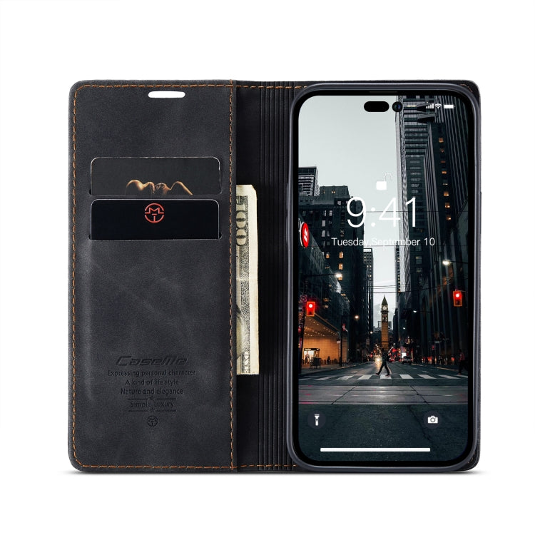 For iPhone 14 Pro Max CaseMe-013 Multifunctional Retro Frosted Leather Phone Case (Black) - HoMEdemic™ 