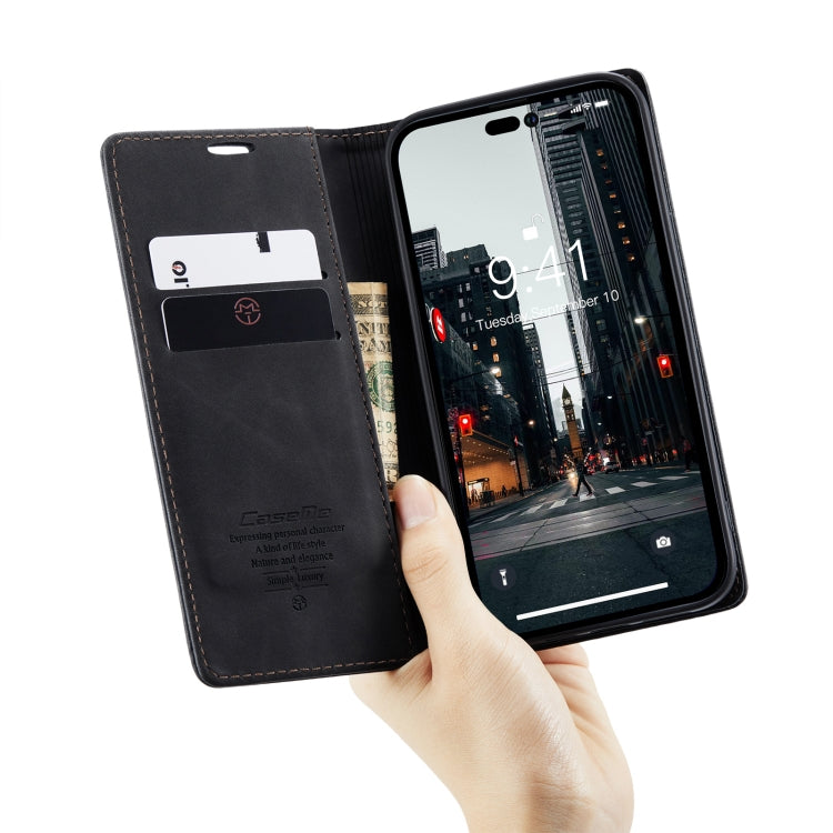 For iPhone 14 Pro Max CaseMe-013 Multifunctional Retro Frosted Leather Phone Case (Black) - HoMEdemic™ 