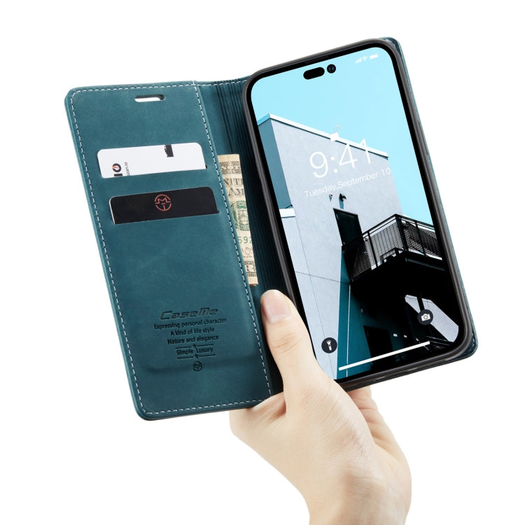 For iPhone 14 Pro Max CaseMe-013 Multifunctional Retro Frosted Leather Phone Case (Blue) - HoMEdemic™ 