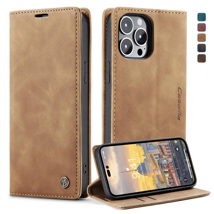 For iPhone 14 Pro Max CaseMe-013 Multifunctional Retro Frosted Leather Phone Case (Brown) - HoMEdemic™ 