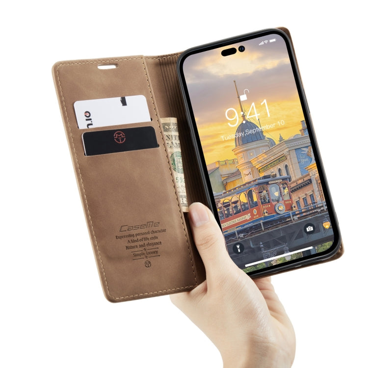 For iPhone 14 Pro Max CaseMe-013 Multifunctional Retro Frosted Leather Phone Case (Brown) - HoMEdemic™ 