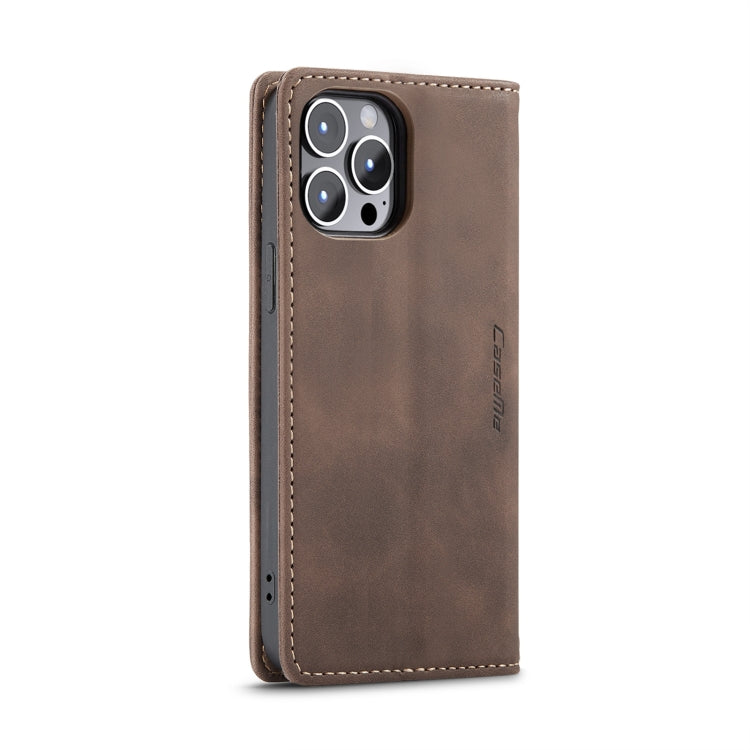 For iPhone 14 Pro Max CaseMe-013 Multifunctional Retro Frosted Leather Phone Case (Coffee) - HoMEdemic™ 