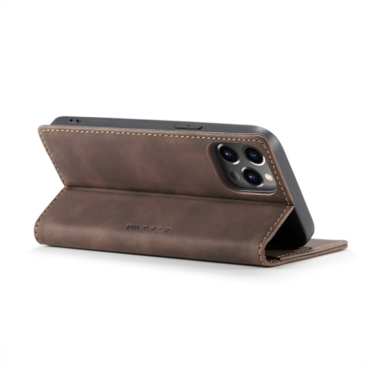 For iPhone 14 Pro Max CaseMe-013 Multifunctional Retro Frosted Leather Phone Case (Coffee) - HoMEdemic™ 